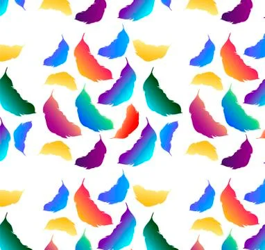 Stylish gradient neon feathers pattern. Stock Illustration