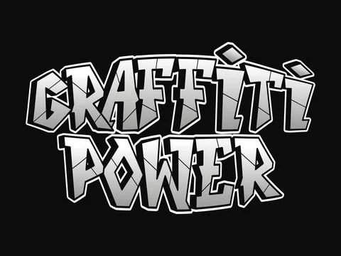 Stylish Graffiti Power text, rendered in bold, silver font on a striking bl.. Stock Illustration