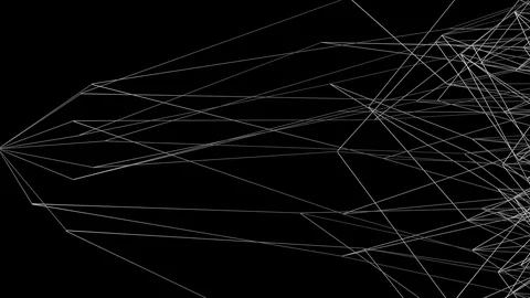 Stylish graphic background of complex line network pattern - on black (4K) Video stock 116344141