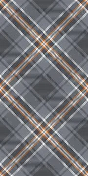 Stylish gray and orange diagonal plaid pattern.  Perfect for textile design,  Stock Illustration