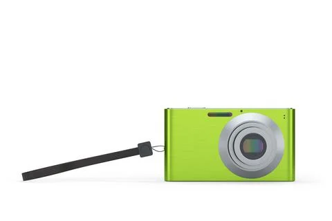 Stylish greeb compact pocket digital camera isolated on white background Illustrazione stock