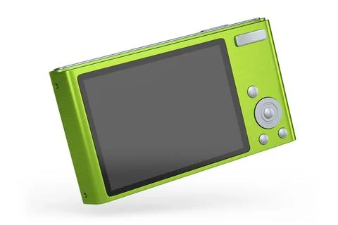 Stylish greeb compact pocket digital camera isolated on white background Stock Illustration