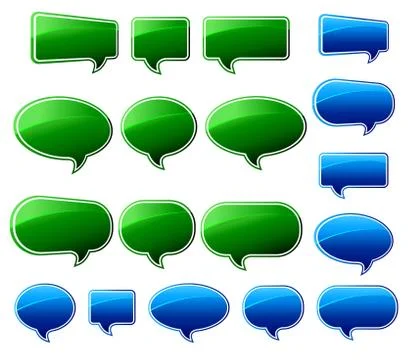 Stylish Green &amp; Blue Speech Bubbles Stock Illustration