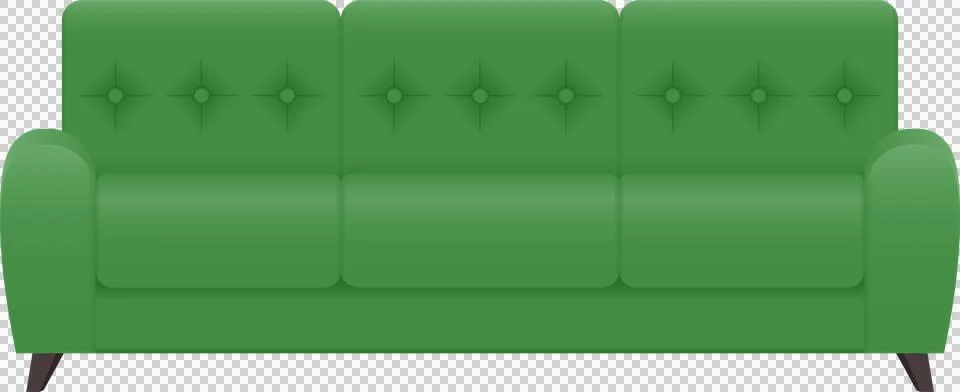 A stylish green couch with button tufting and dark legs against a black bac.. Stock Illustration