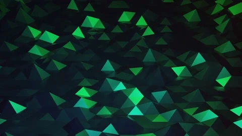 Stylish green creative abstract low poly background in 4k. Abstract waves move Stock Footage 136470714