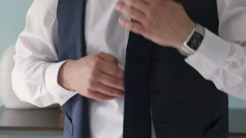 Stylish Groom Getting Ready for Wedding Ceremony 動画素材 94237335