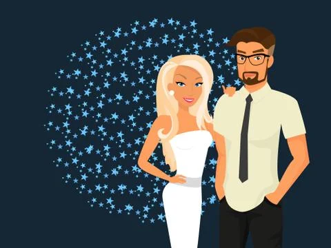 Stylish guy and his pretty girlfriend Illustrazione stock
