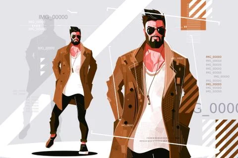Stylish guy in coat Stock Illustration