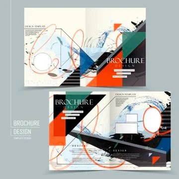 Stylish half-fold brochure design Stock Illustration