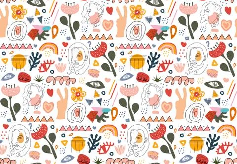 Stylish Hand drawing doodle pattern. Abstract retro modern trendy hipster Stock Illustration