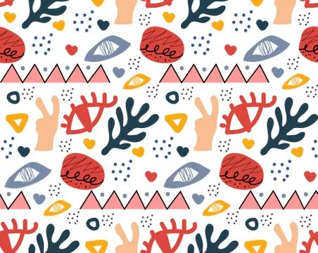 Stylish Hand drawing doodle pattern. Abstract retro modern trendy hipster Stock Illustration
