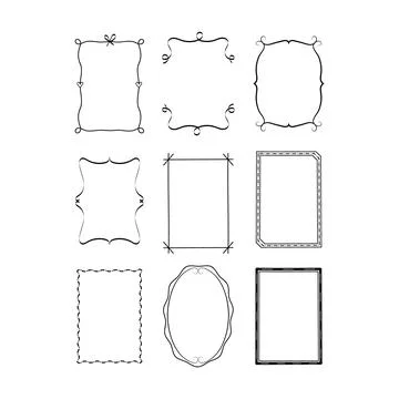 Stylish Hand Drawn Border Frames 库存插图