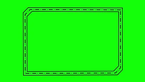 Stylish Hand Drawn Rectangle Border Frame Wiggling on Green Background 03 Stock Footage 318298568