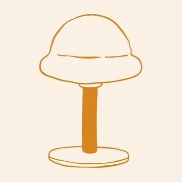 Stylish hand drawn vector illustration of a dome shaped table lamp on a tall Stock Illustration