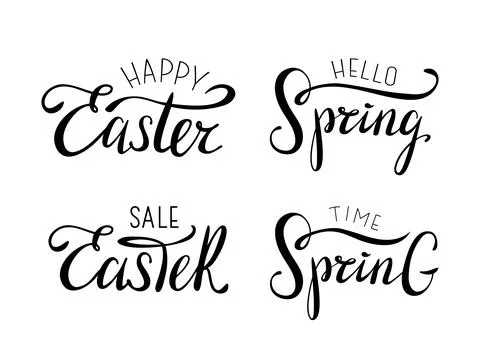 Stylish hand lettered Easter and Spring Stock Illustration