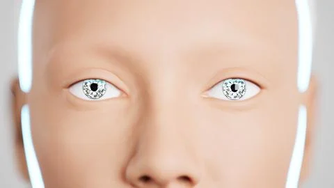 Stylish handsome cyborg head . 3d render Futuristic woman Illustrazione stock