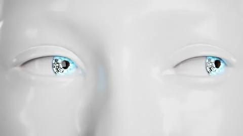 Stylish handsome cyborg head . 3d render Futuristic woman Illustrazione stock