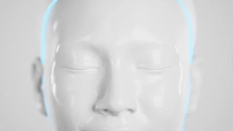 Stylish handsome cyborg head . 3d render Futuristic woman Illustrazione stock