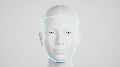 Stylish handsome cyborg head . 3d render Futuristic woman Illustrazione stock