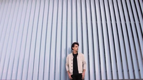 Stylish, Handsome Guy in The Hat, Waiting For girl. The boy saw a hidden Stock Footage 54684550