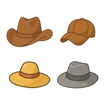 Stylish hat collection on transparent background Stock Illustration