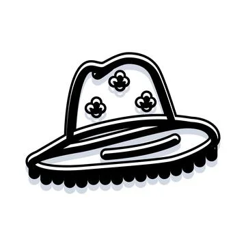 Stylish hat drawing with floral decoration and shadow Illustrazione stock