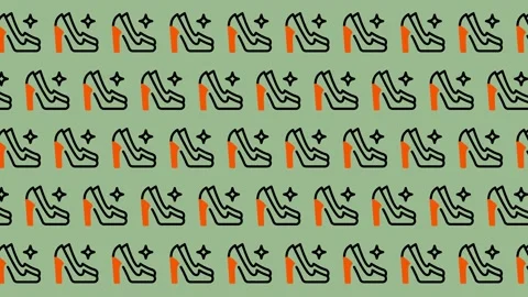 Stylish High Heel Shoe Pattern on Green Background. Stock Footage 325391529
