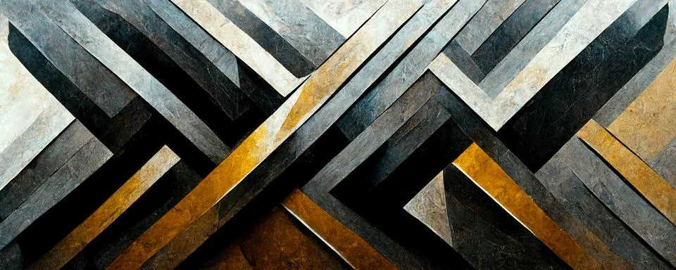 Stylish illustration with geometric pattern of black and gold lines Stock Illustration