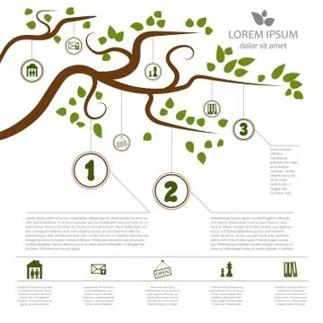 Stylish infographics with a tree for a specific design and a place for your t Stock Illustration