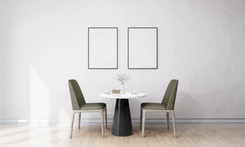 Stylish interior design of dining room with mock up poster frame Stock Illustration