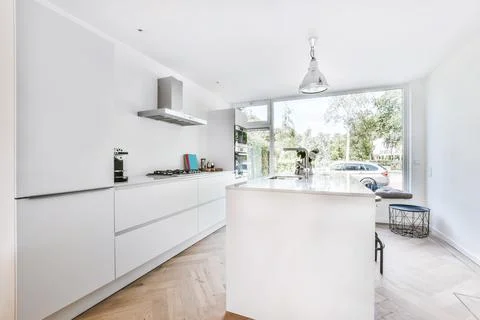 Stylish kitchen in a minimalist style Stock Photos