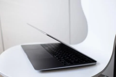 Stylish laptop for work, technology, macro photography Stock Photos