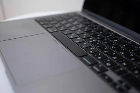 Stylish laptop for work, technology, macro photography Stock Photos