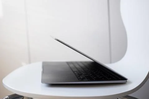 Stylish laptop for work, technology, macro photography Stock Photos