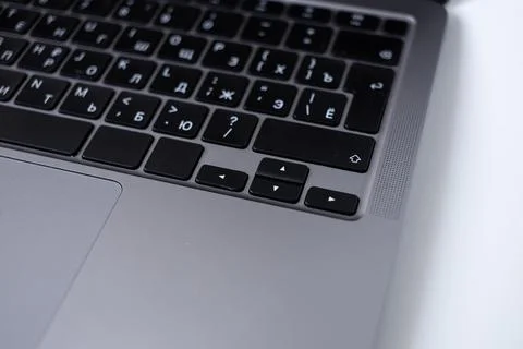 Stylish laptop for work, technology, macro photography Stock Photos