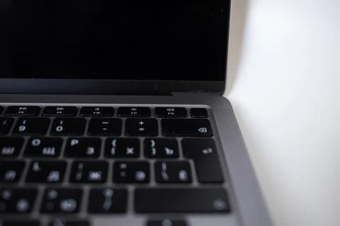 Stylish laptop for work, technology, macro photography Stock Photos