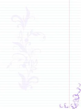 Stylish lined sheet with delicate purple floral pattern on the margins. Stock Illustration
