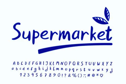Stylish logo for markets and shops. Hand drawn Cyrillic alphabet vector set Stock Illustration