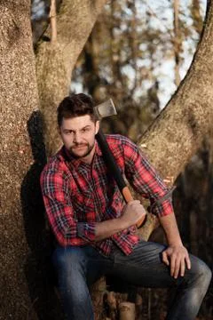 Stylish lumberjack Stock Photos
