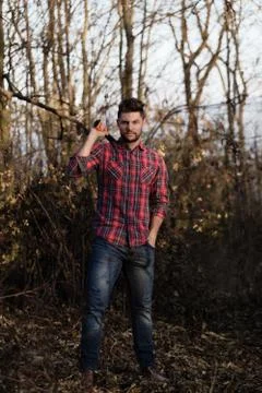 Stylish lumberjack Stock Photos