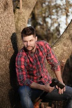 Stylish lumberjack Stock Photos
