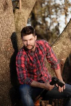 Stylish lumberjack Stock Photos