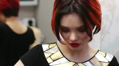 Stylish make up and hairstyle Stock Footage 48624075