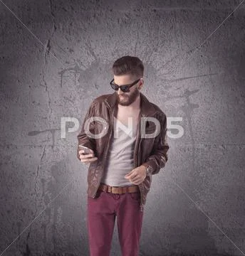 Stylish male with beard and sunglasses Stock Photos
