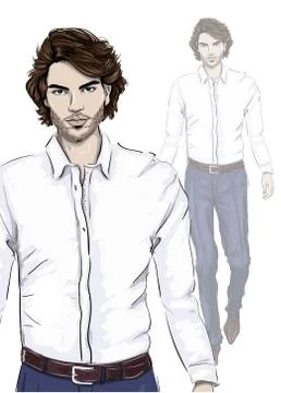 Stylish man with beard Illustrazione stock