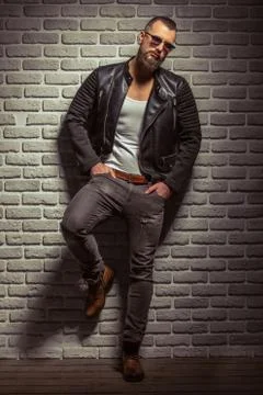 Stylish man with beard Stock Photos