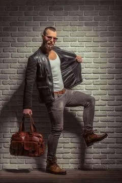 Stylish man with beard Stock Photos