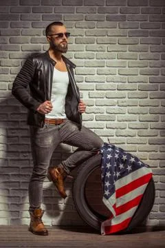 Stylish man with beard Stock Photos