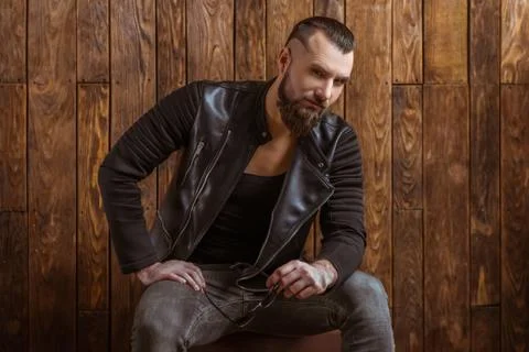 Stylish man with beard Stock Photos