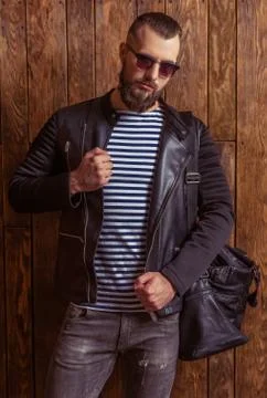 Stylish man with beard Stock Photos